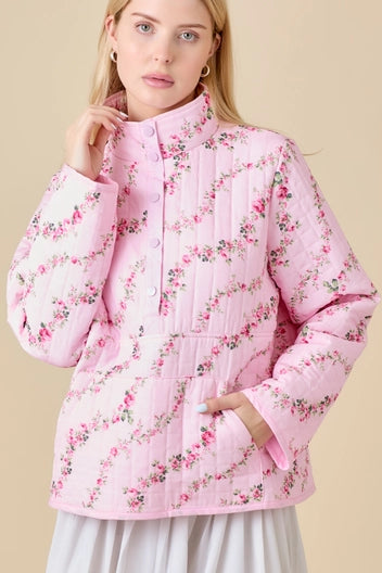 Romeo Wilding Floral Half Snap Puffer